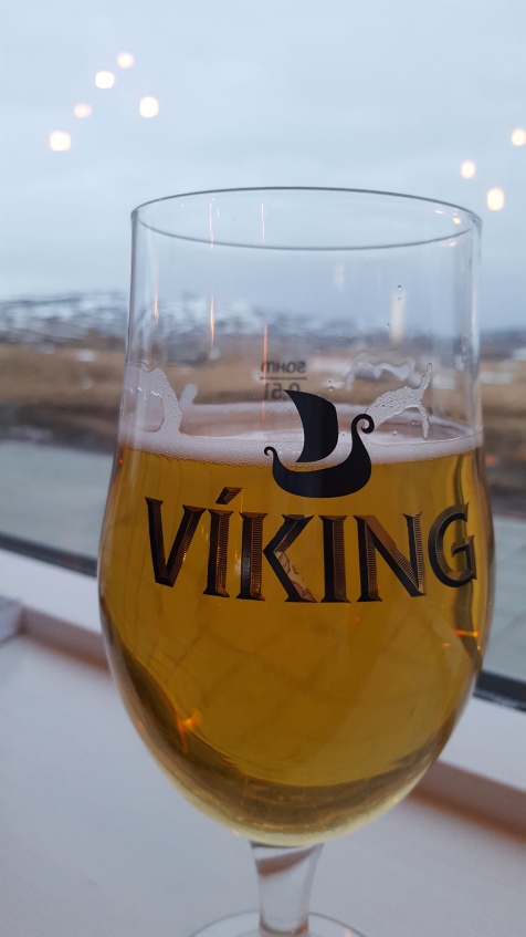 Enjoying a Viking lager