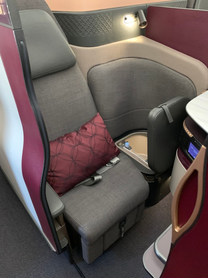 Qatar Airways A350 Qsuites seat forward facing